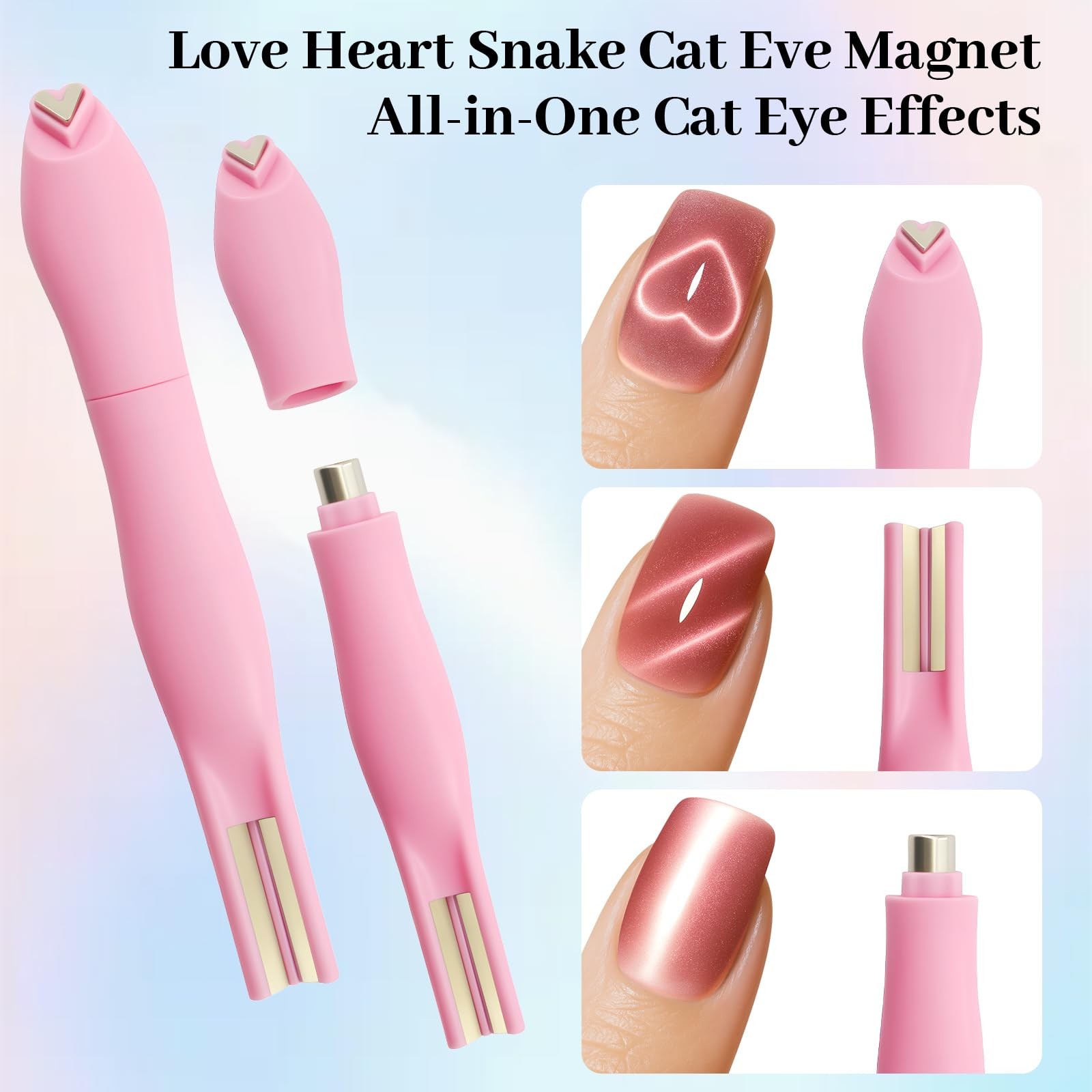 Cat Eye Nail Magnet Set-Y-Shape&3-In-1 Detachable Heart Cat Eye Magnet for Nails