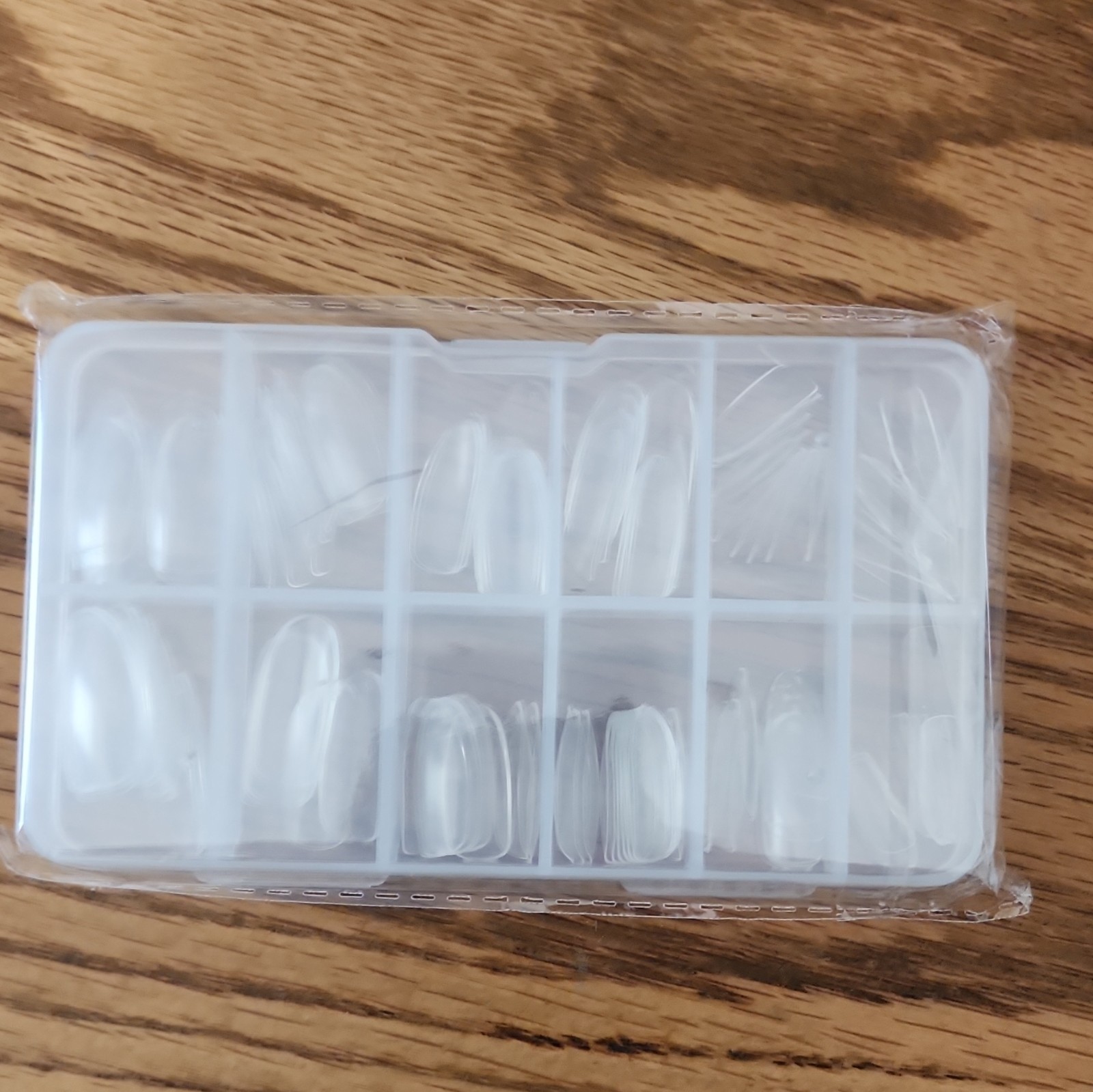 Clear Full Cover Oval Long Nail Tips, Natural Effect, Plastic, With Box