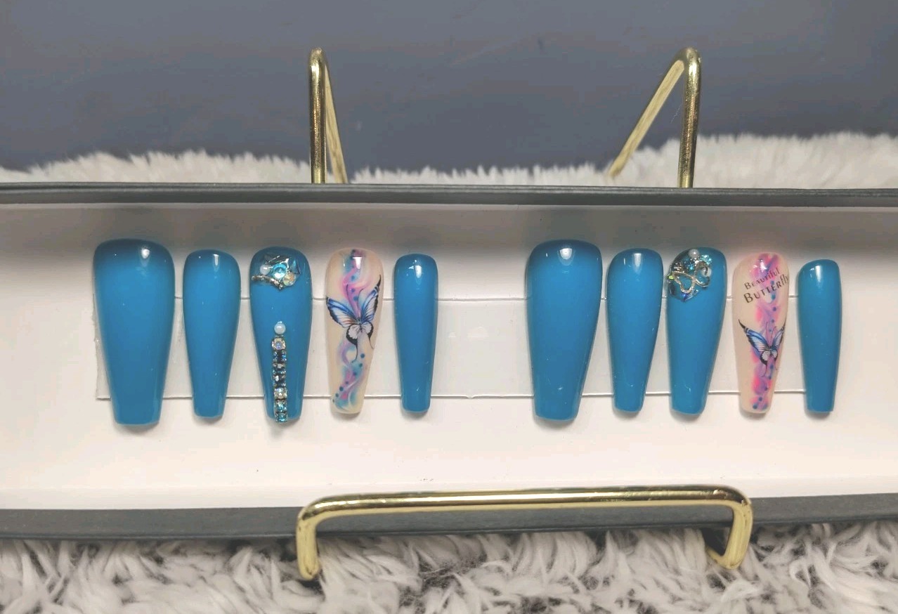 Handmade Nails. Large set(0,4,3,5,7) Coffin Shape