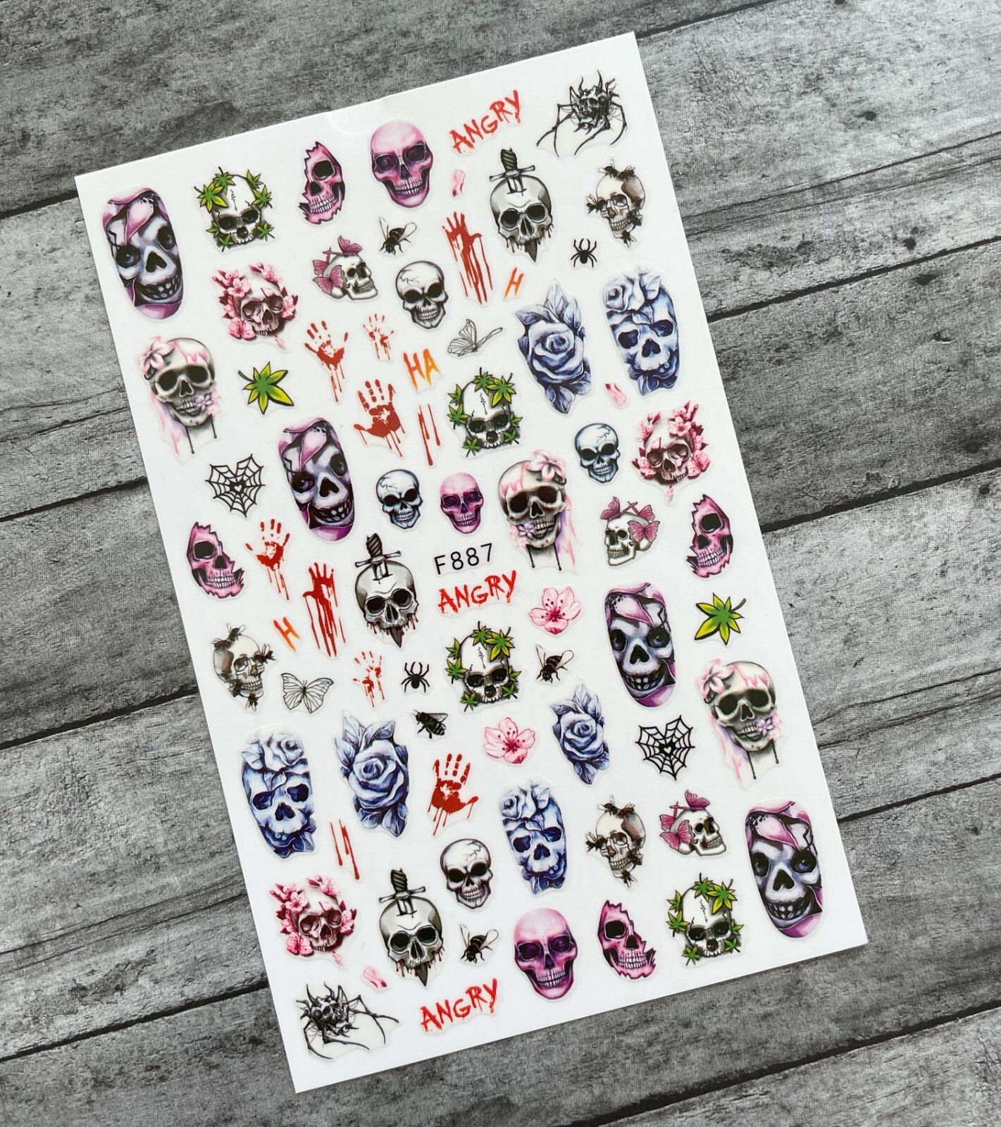 Skull Halloween Nail Sticker Blood Hand Skull Flower Spider Web Evil Pumpkin