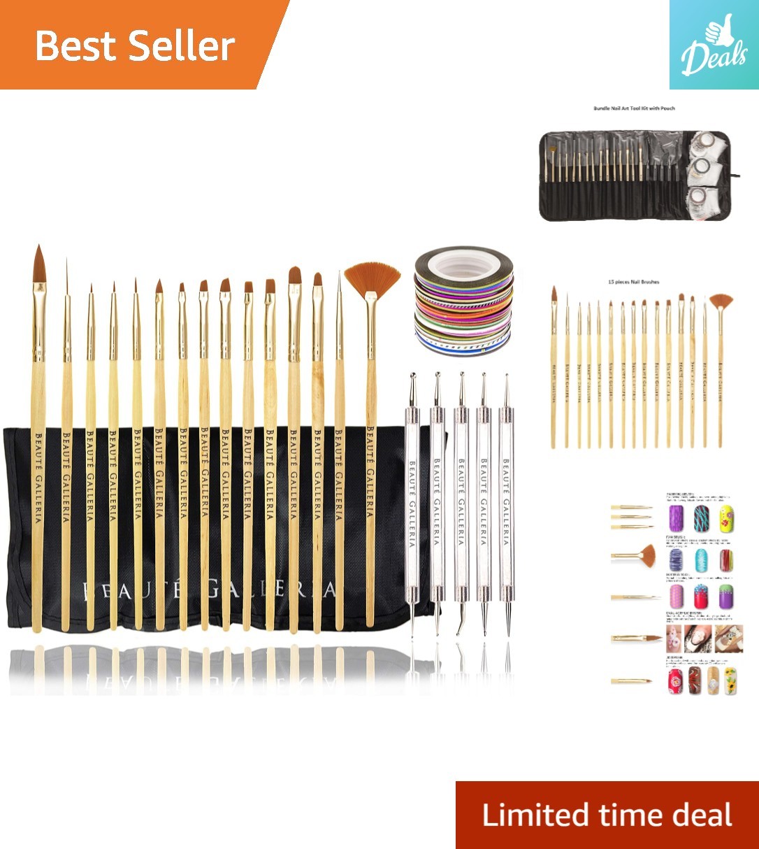 Beaute Galleria 50-Piece Nail Art Tool Kit with Pouch – Unleash Creativity!
