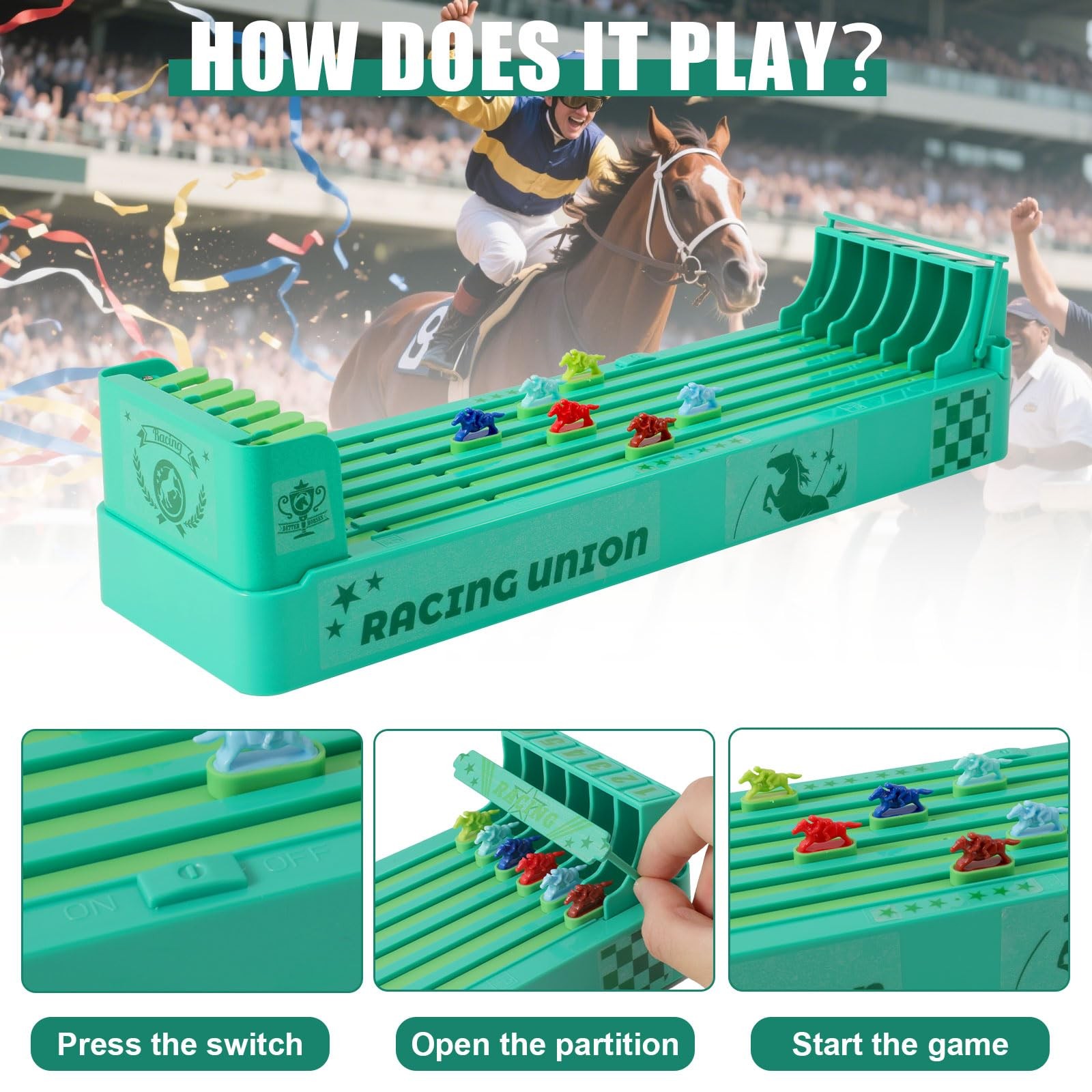 Qiuruoo Horse Race Board Game, Electronic 13.78 X 4.33 X 3.35 Inches, Green