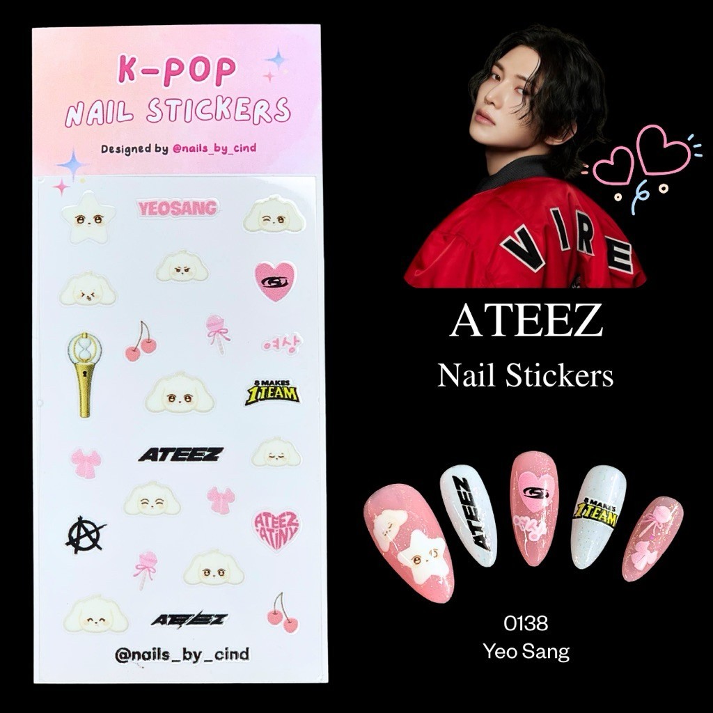 ATEEZ KPOP NAIL STICKER FAN MADE KOREA SAN WOO YOUNG SEONG HWA HONG JOONG I Z10