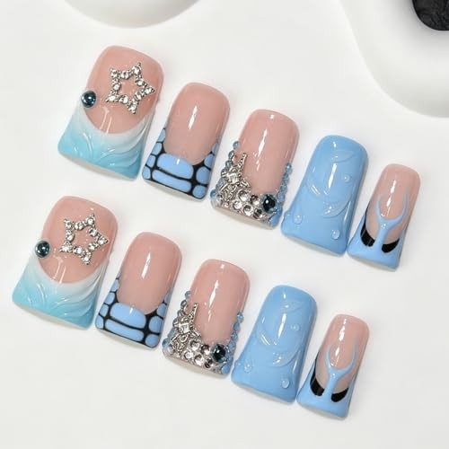 Luxury Press on Nailshort Duck Handmade 3D Unique Reusable ABMaterial S Style4