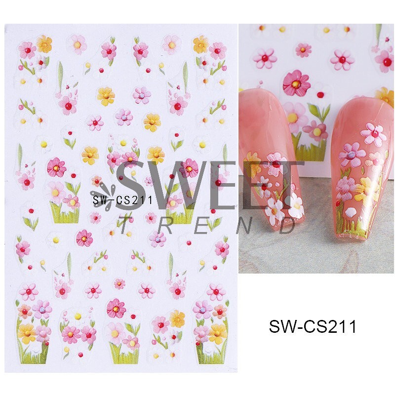 5Pcs Nail Art Decal Stickers Butterfly Beetle Flower Turnip Summer Spring NS52