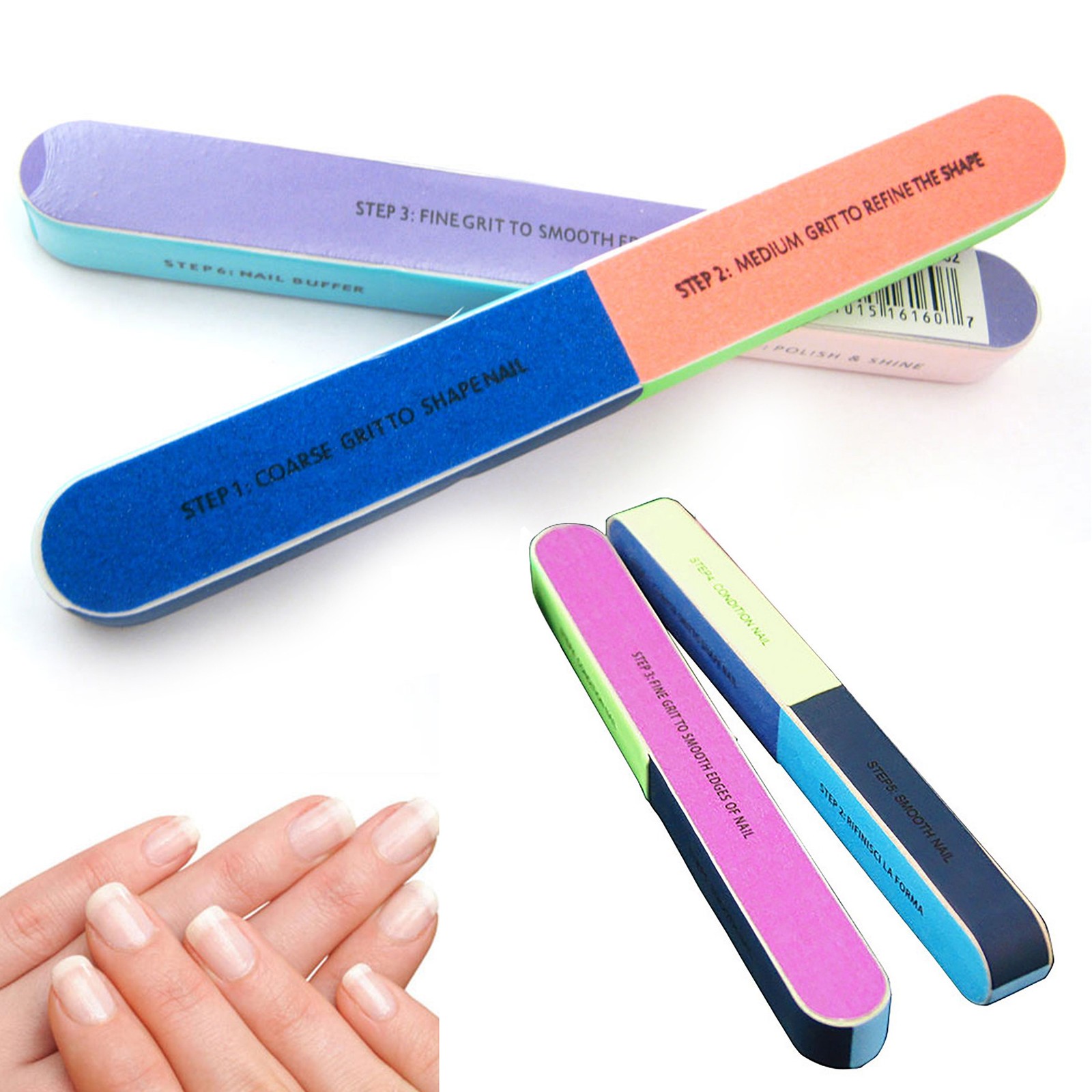 10 pc Nail Buffer 7 Way Shiner Buffing Block Sanding Files Manicure Mash
