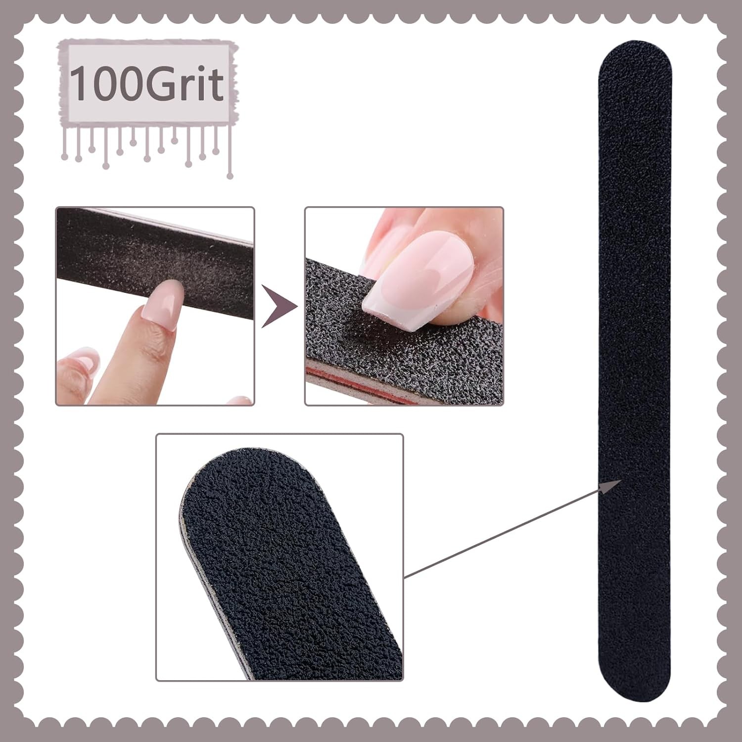 Profal Emery Boards – 100/180 Grit Nail File Pa for Acrylic and
