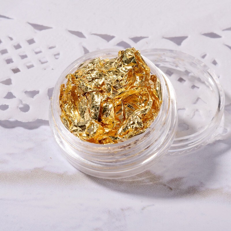 Nail Foil Paper Sequin Flakes Fingernail Art Sticker DIY Decoration Gold Silver