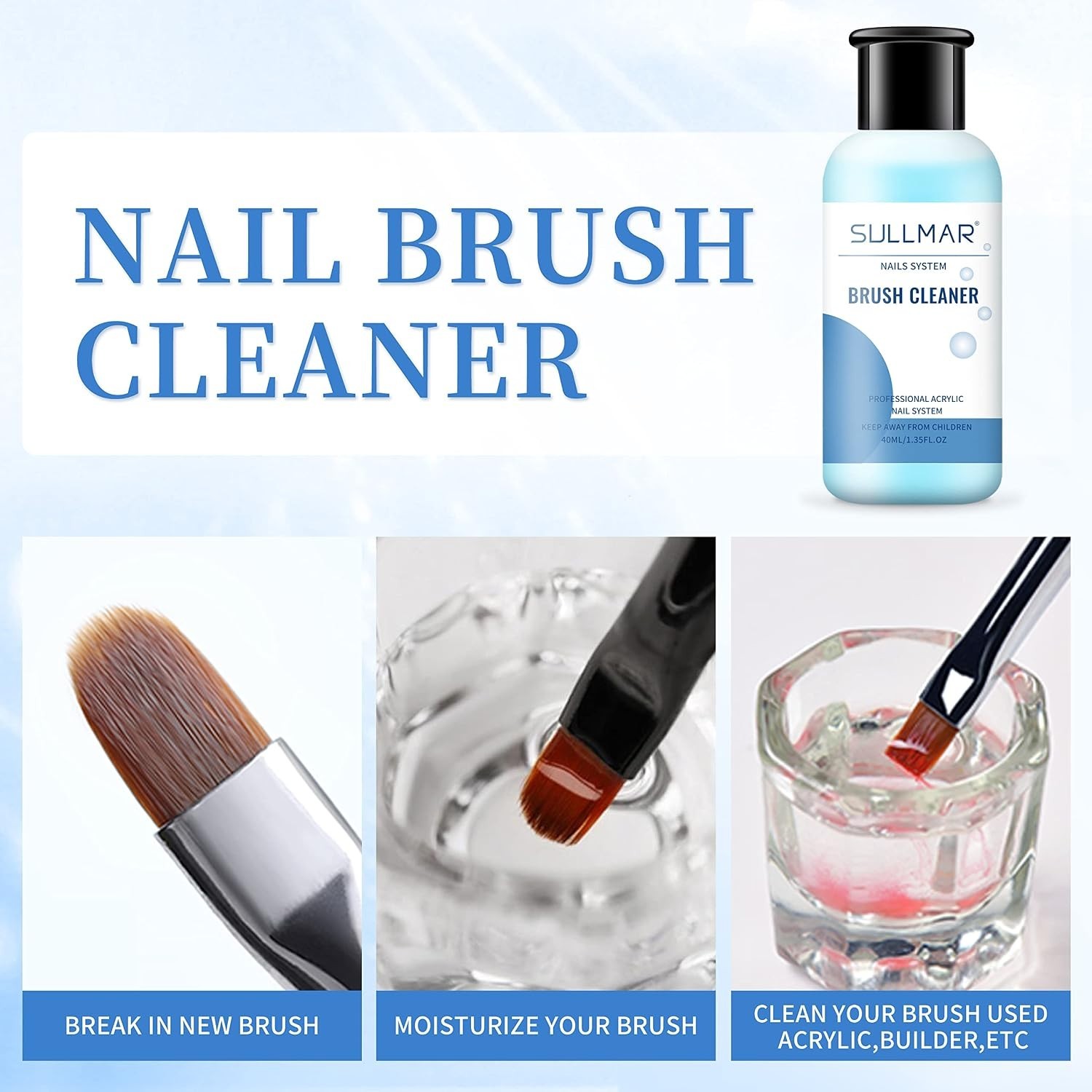 Crystal Clear Acrylic Monomer Liquid – Non-Yellowing Formula, 40ml for All Nails