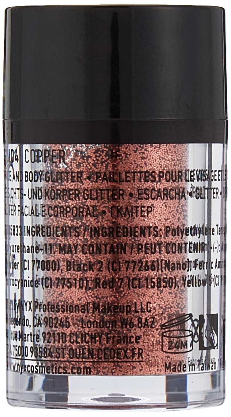 NYX face & body glitter, copper, 0.08 ounce