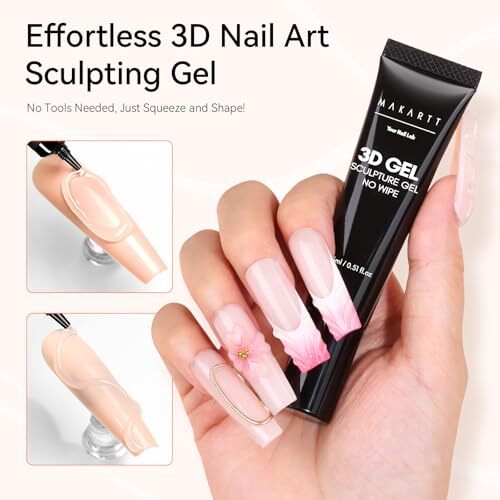 3D Nail Gel – Nail Art Sculpting Gel Nail Glue 15g No Wipe Gel Polish Clear