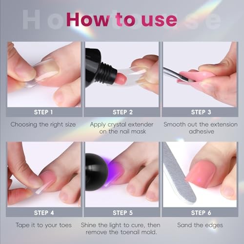 – Poly Extension Gel Toenail 150pcs Reusable Full Cover Dual Dual Toe Forms