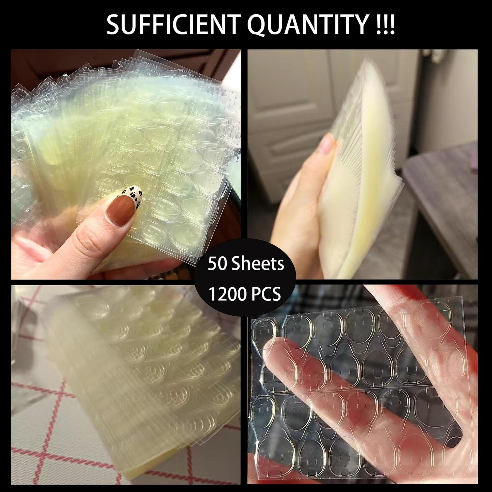 Nail Adhesive Tabs 1200 Pcs 50 Sheets Nail Glue Stickers for Press-On Nails NEW