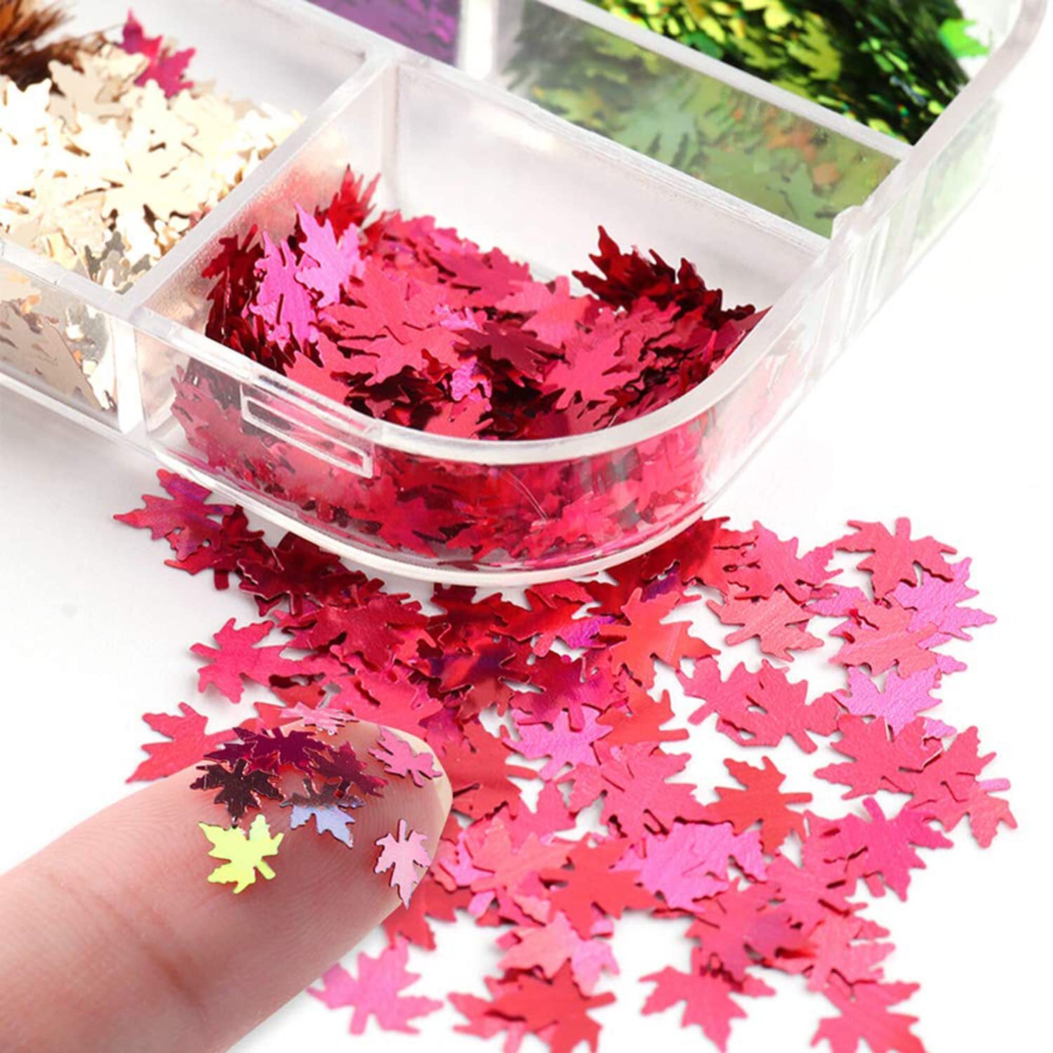 3D Fall Maple Leaf Glitter Nail Art Sequins for Women Girls Manicure Charms