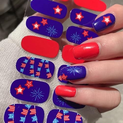 8 Sheets 4th of July Nail Wraps Stickers, Independence Day Full Nail Polish
