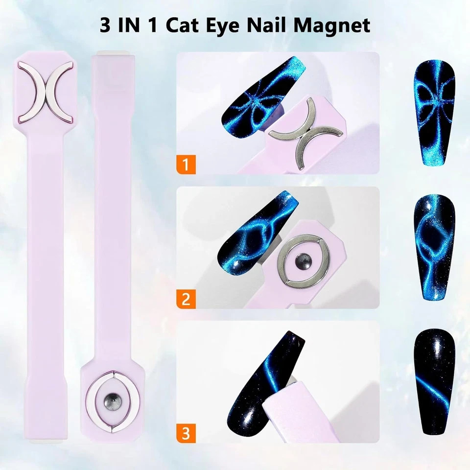 53Pcs Nail Magnet Tool Set Cat Eye Gel Nail Polish Magnet Wand Magnetic Nail Pol