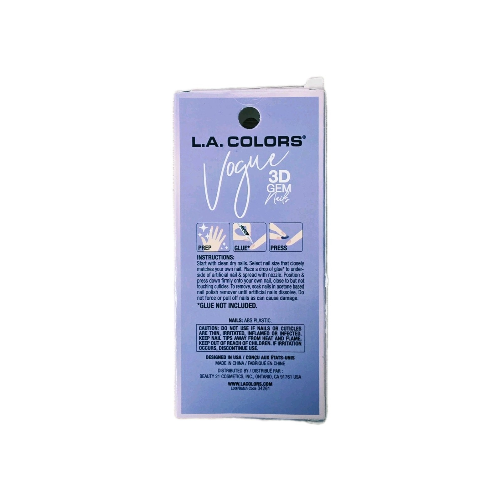 L.A. Colors Vogue 3D Gem Modern Artificial Press On Nails Ultra Thin Lot Of 8