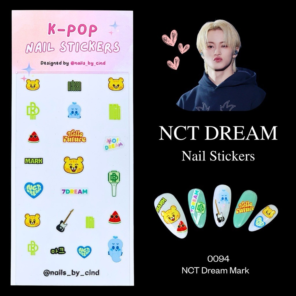 NCT DREAM KPOP NAIL STICKER FAN MADE KOREA MARK RENJUN HAECHAN CHENLE I Z10