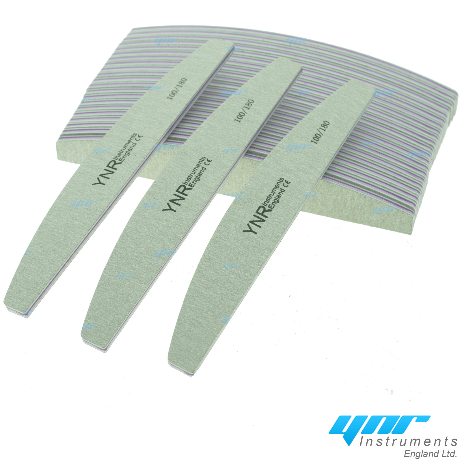 Emery Boards 100/180 – 180/240 Grit Nail Files Acrylics UV Gel Half Moon Curved