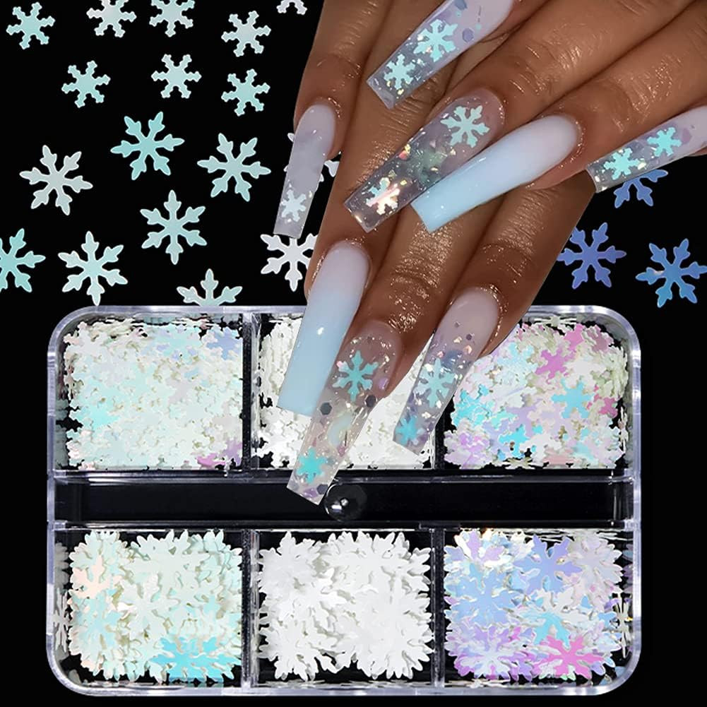 12Grids Nail Art Aurora Abalone Shell Flakes, Shiny Irregular Sea Shell 3D Charm