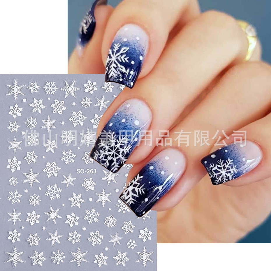 5Pcs Snowflake Star Christmas Nail Sticker Elegant Fashion Slide Decoration NH27