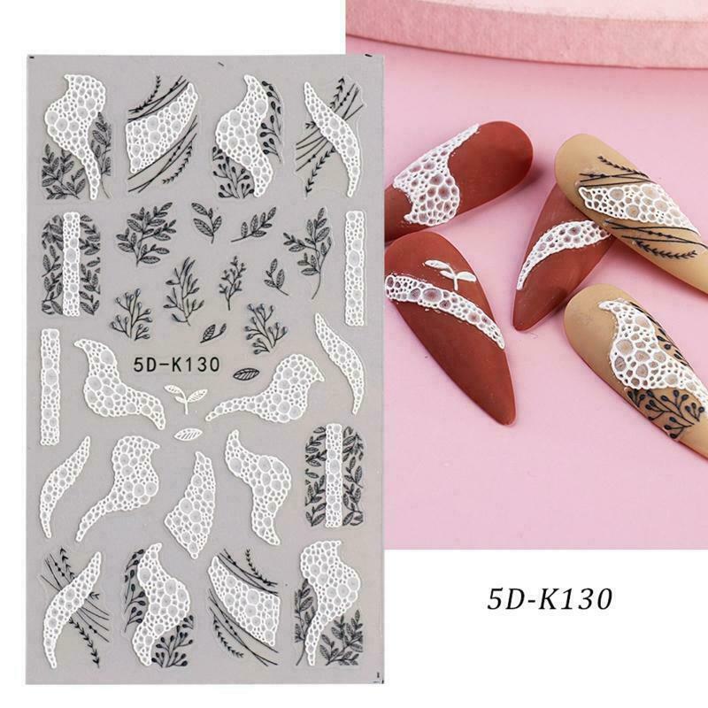 Flower Leaf Lace Geometric Nail Art Stickers 5D Nail Art Decal Manicure DIY NS24