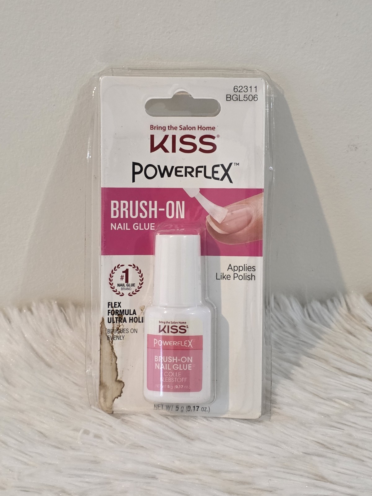 KISS PowerFlex Nail Glue 0.17 Oz Brush On Super Strong Adhesive for Fake Nails