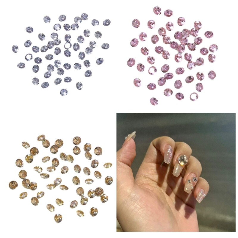 50Pcs Charm Decals Round Crystal Stickers Art Rhinestones