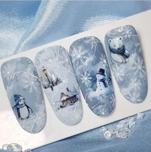 Christmas Nail Art Stickers Decals Winter Snowflake Cute Christmas style3