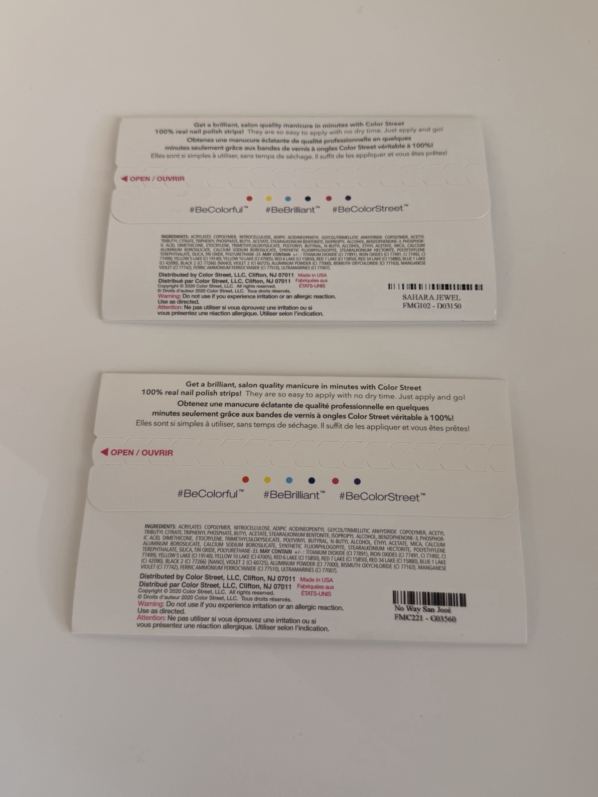 Color Street Nail Polish Strips: Sahara Jewel & No Way San Jose – Lot Of 2