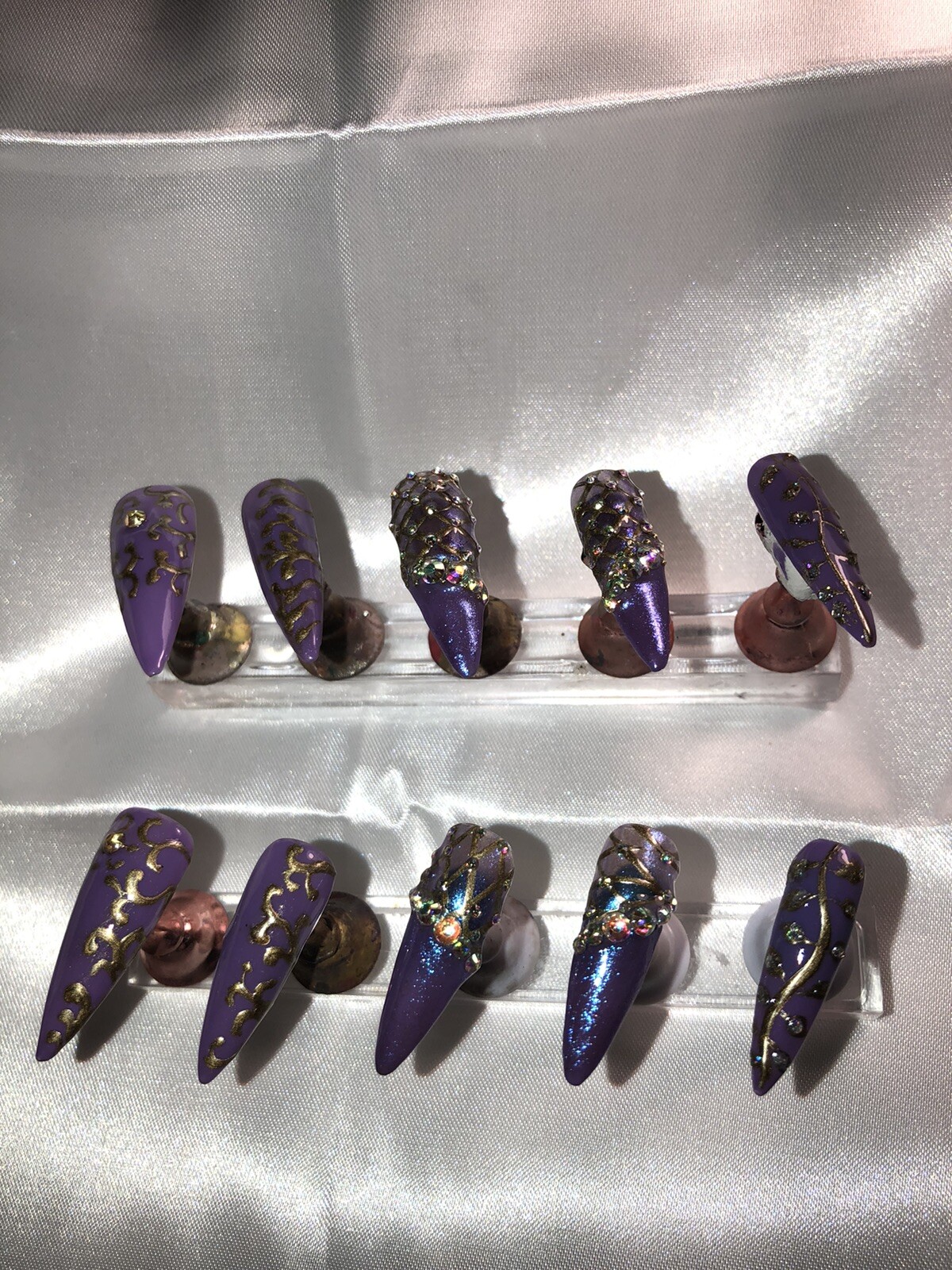 Z NAILZ! Gorgeous Set Of Handmade Custom Press On Nails| MARDI GRAS