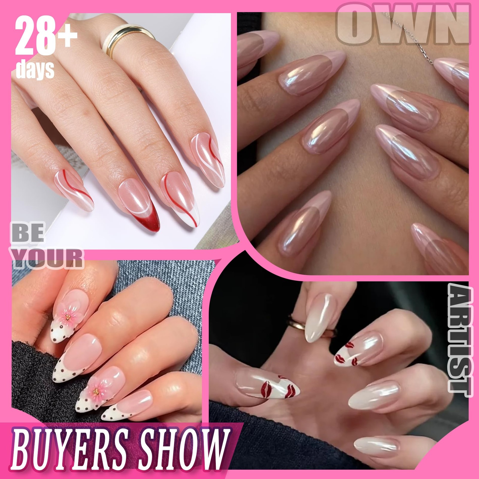 UNA GELLA Almond Gel Nail Tips 504PCS Pre-Etched Clear Fake Nails Tips
