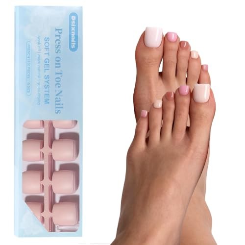 Short Square Press on Toenails, Fake Toenails 150 Short Square Nude Toenails