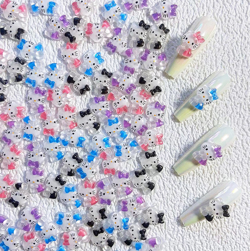 Resin Cartoon Hello Kitty Flatback Nail Art 5Pcs Manicure Decors Charms NS31