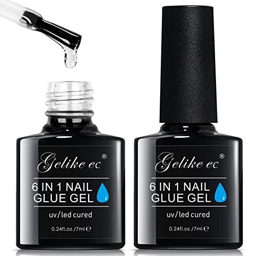 2 Pack 6 In 1 Nail Glue Gel for Acrylic Nails Press On Nails Extension