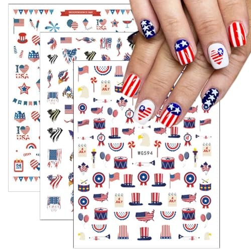 8 Sheets American Independence Day Nail Art Independence Day Sticker-1