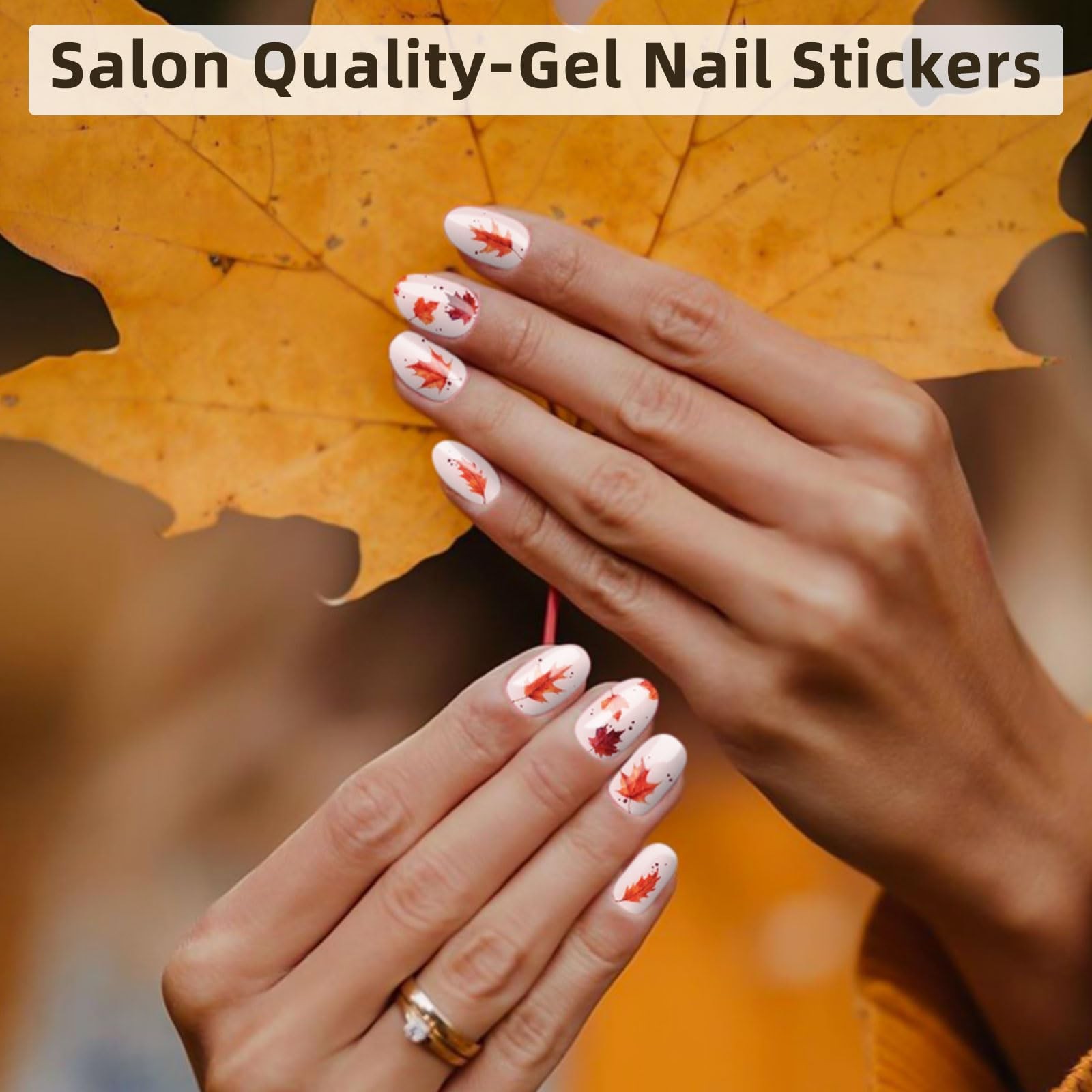 Semi Cured Nail Strips, 28 pcs Nail Polish Strips Autumn Work with Any UV Lam.