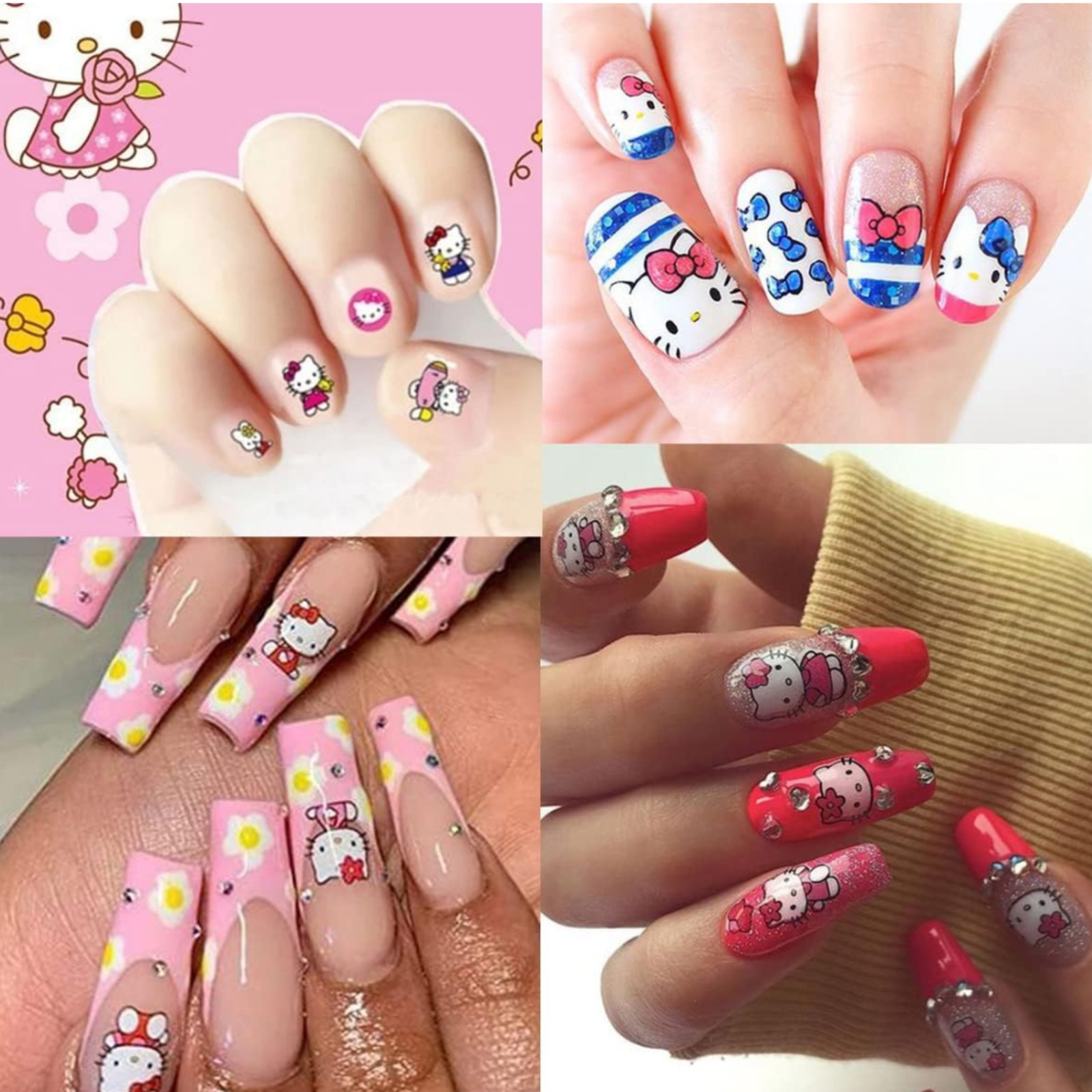 Hello Kitty Nail Art Stickers – Cute Kawaii 3D Decals for Nails