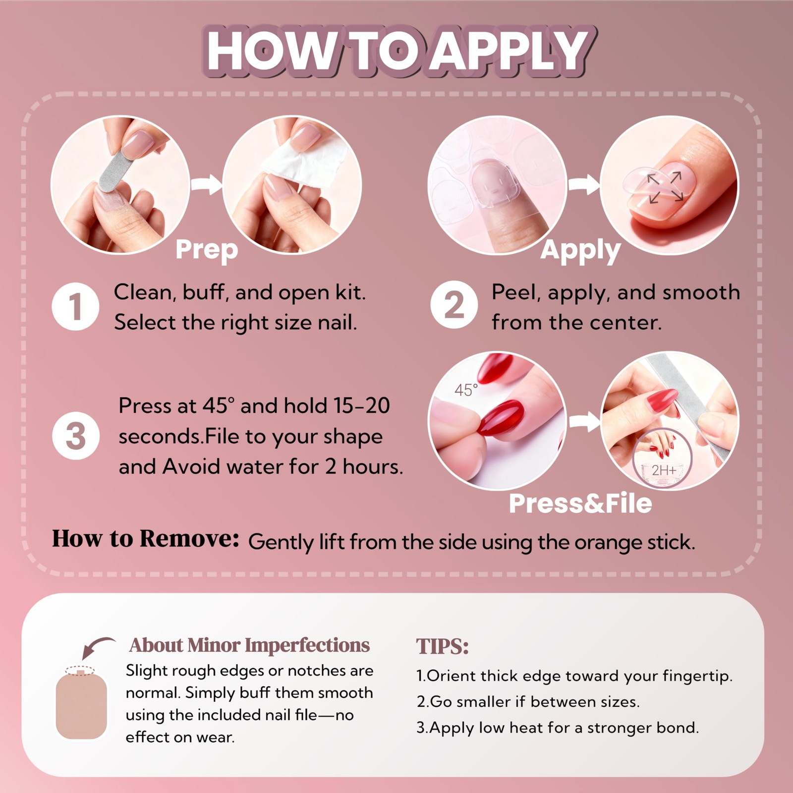 Taoyisent Pink Floral French Tip Press On Nails, Short Almond Shape, Black Po…