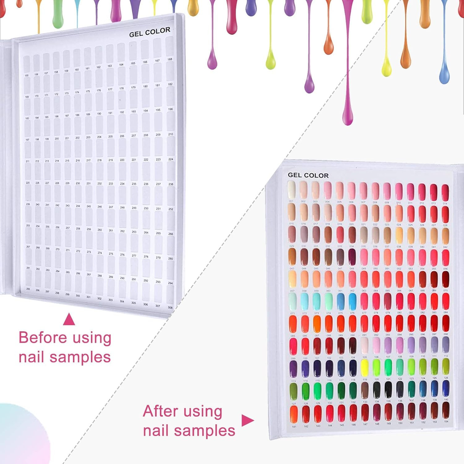 308 Grids Nail Color Display Book for Swatches, Includes 360 False Tips – Profes
