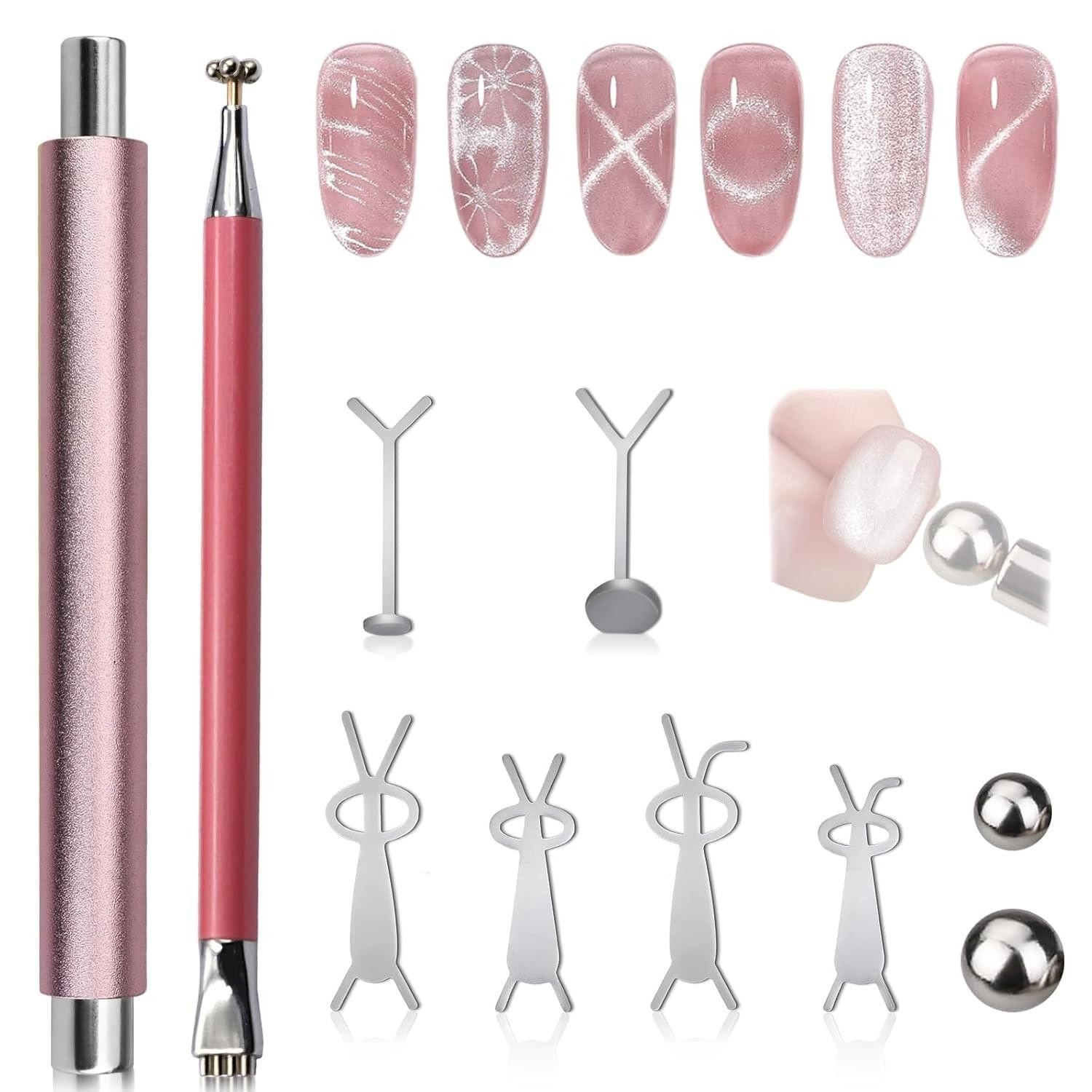 Double-Head Cat Eye Nail Magnet Set, Nail Magnet Tool with Cat Eye Nail Magnet B