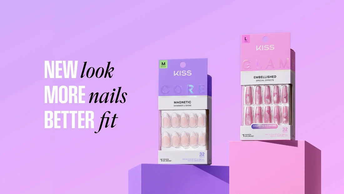 KISS 32 GLUE ON NAILS GLAM EMBELISHED SPECIAL EFFECT CRYSTAL POP MED ALMOND