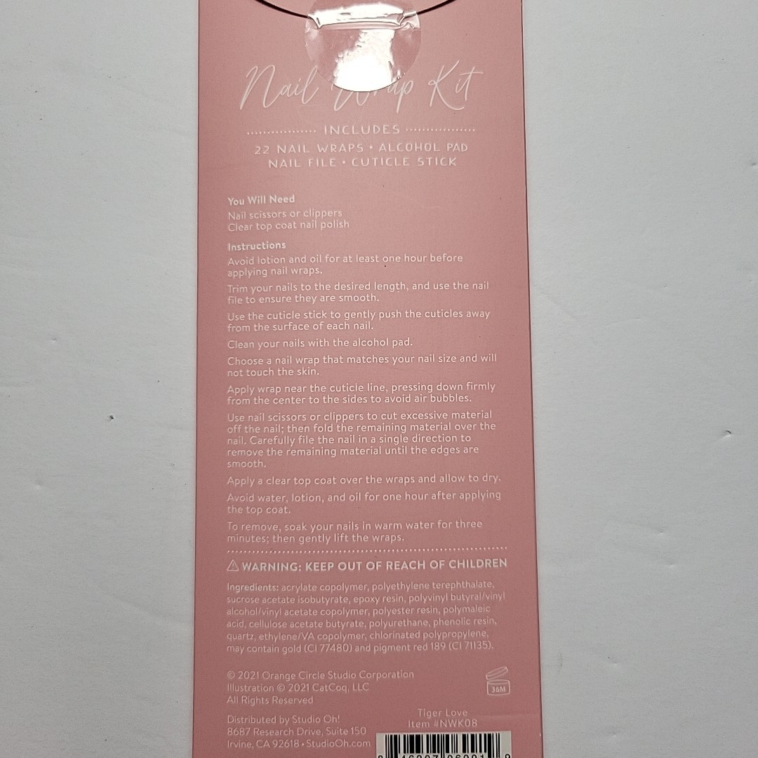 Studio Oh! Nail Wrap Kit 34 Toe Nail Wraps Nail File Alcohol Pad Cuticle Stick