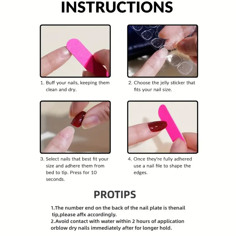 24pcs Glitter French Press-On Nails, Mixed Pink Tone, Square Shape