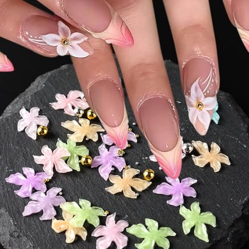 Summer Flower Nail Charms 3D Hibiscus Flowers for Hibiscus Flowers Style 3