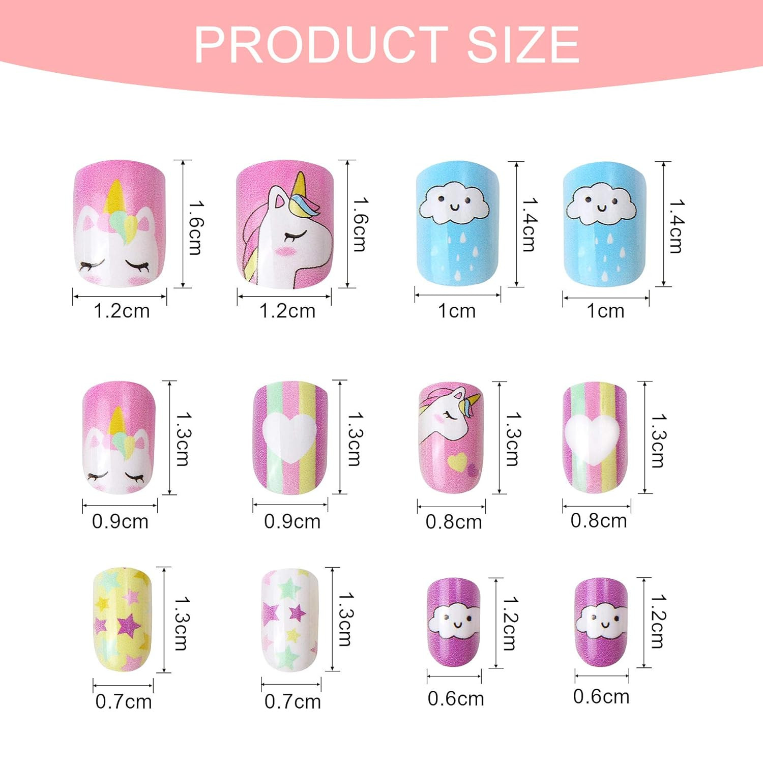 48 Pcs Stick on Nails for Kids Fake Nails for Girls False Nails Lovely Childr…