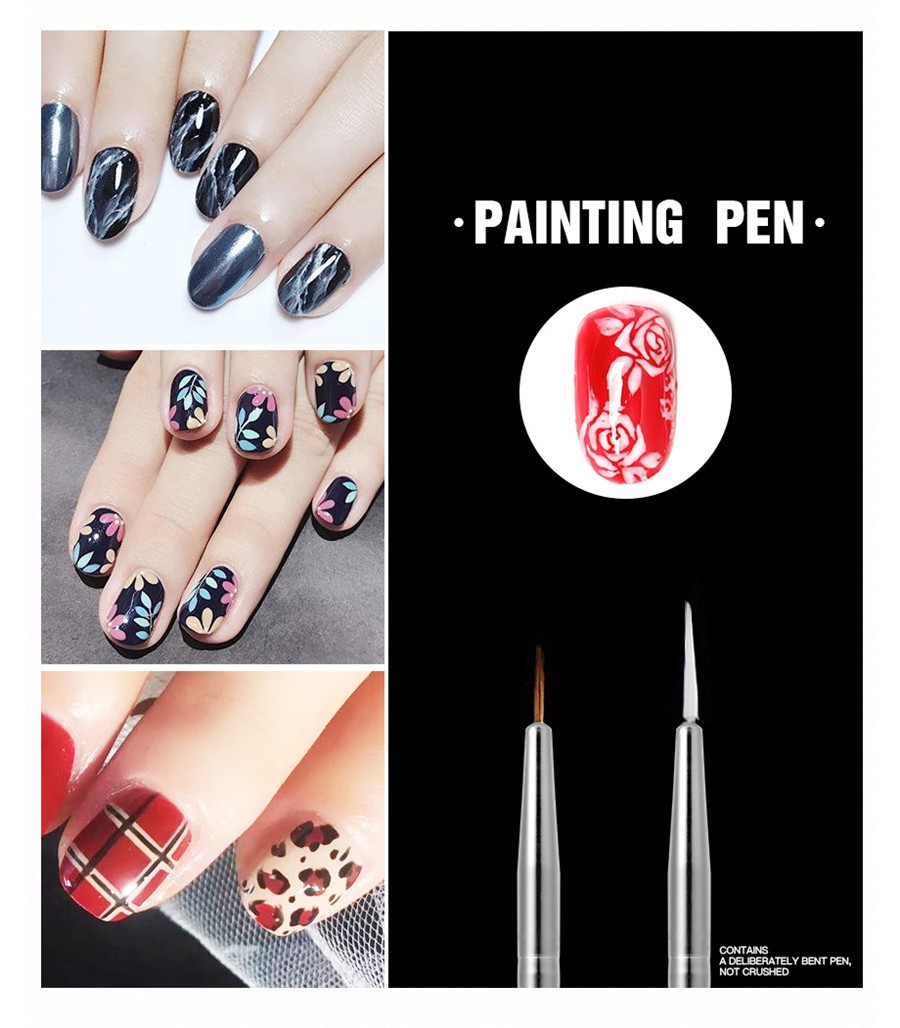 20 Pcs Nail Art Gel Design Pen Painting Polish Brush Dotting Drawing Tools Set