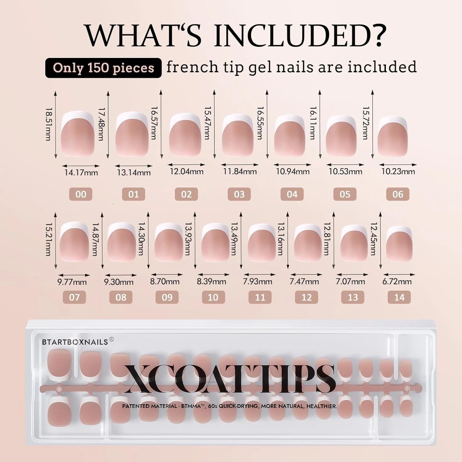 XCOATTIPS Brown Extra Short Square French Gel Tips, 150 pcs