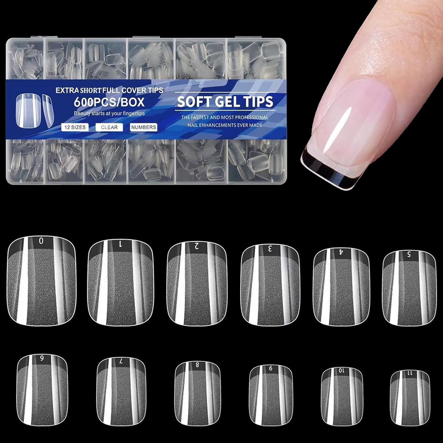 Extra Short Square Gel Nail Tips Full Cover Half Matt Wholesale 600Pcs