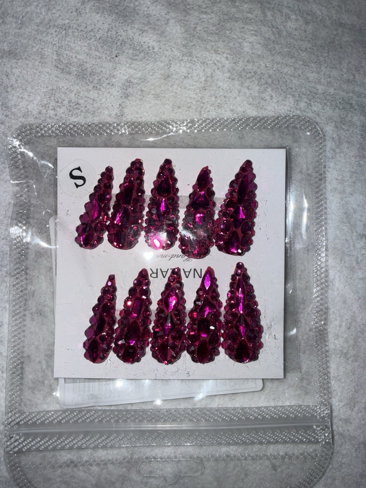 NAILART 3D Blue Pink Red Purple Long Stiletto Pre-Designed Press-On Nails